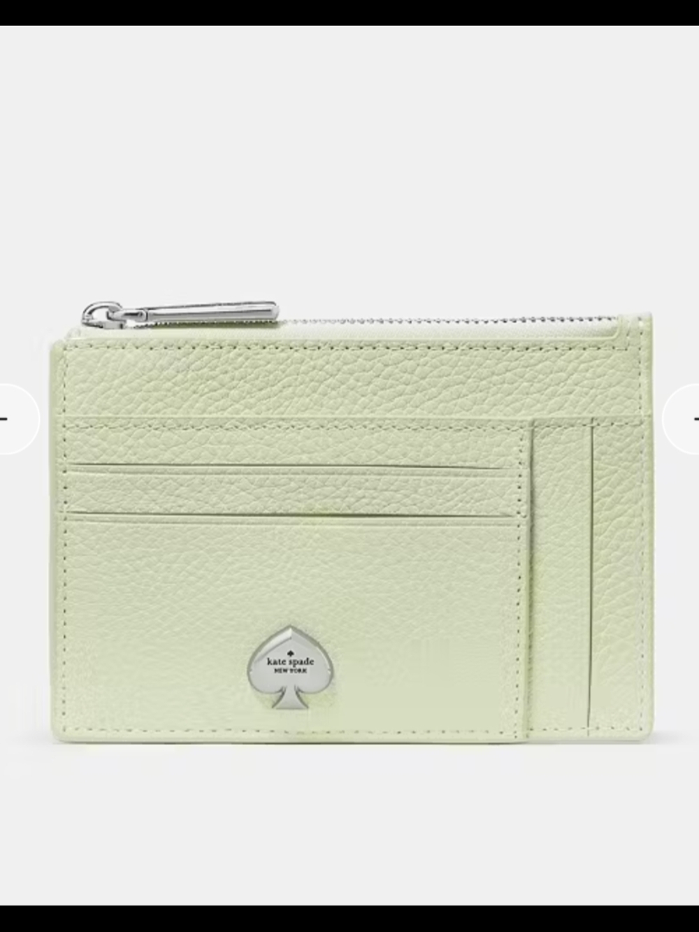 kate spade Light Lime Leather Card Case with Silver Spade Accent
